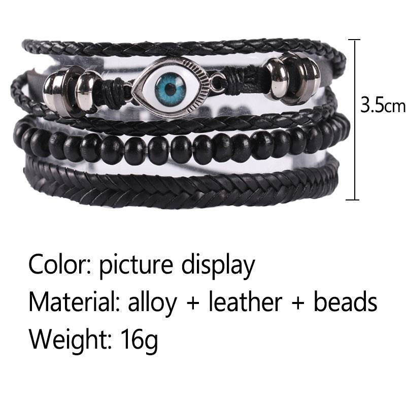 Braided leather cord brown eye bracelet - P12 Hub Europe
