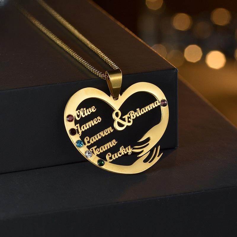 Stainless Steel English Alphabet Heart Set Zircon Pendant Personality Diy Name Necklace - P12 Hub Europe