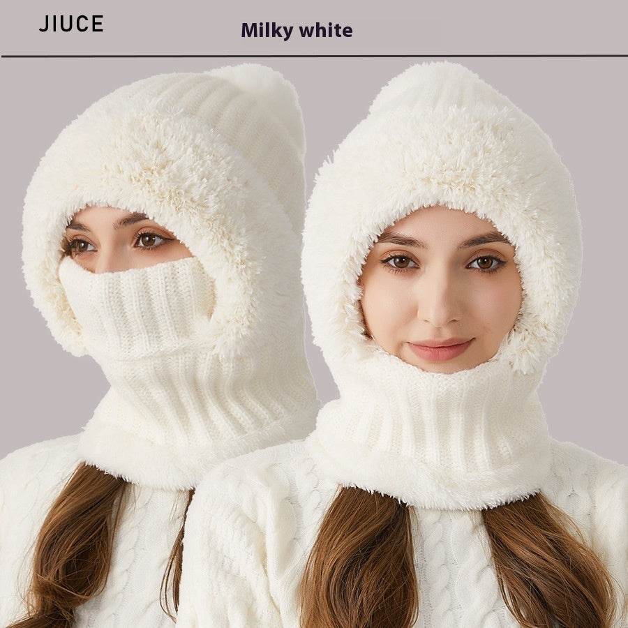 High Elastic Solid Color Knitted Hat Scarf Mask One-piece - P12 Hub Europe