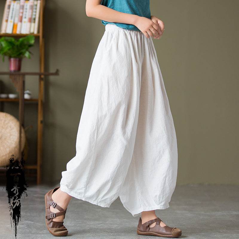 Cotton Linen Women's Sand Washed Linen Bloomers - P12 Hub Europe