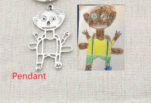 Custom Kids Drawing Painting Necklace Stainless Stee Personalized Children Artwork Pendant For Kids Mom Family Jewelry Gifts - P12 Hub Europe