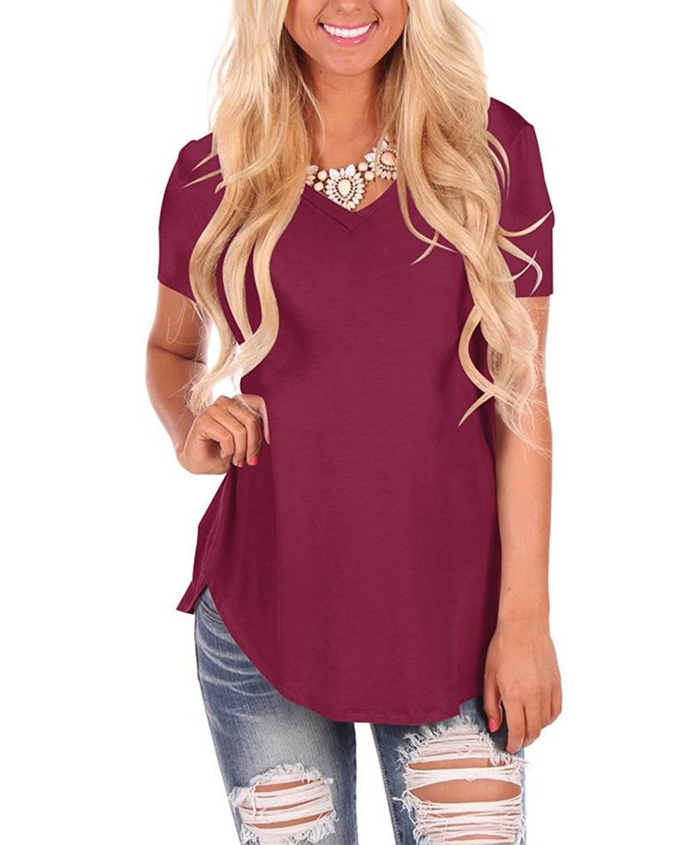 V-neck Knitted Solid Color Top Plus Size Loose Short Sleeve - P12 Hub Europe