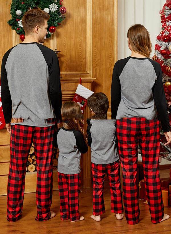 Hot Sale Green Plaid Parent-child Raglan Sleeve Home Wear - P12 Hub Europe