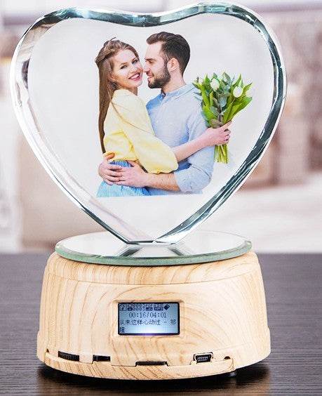 Personalized Gifts Crystal Photo Night Lamp Bluetooth Rotating Color Changing Music Player 3D Inner Carved - P12 Hub Europe