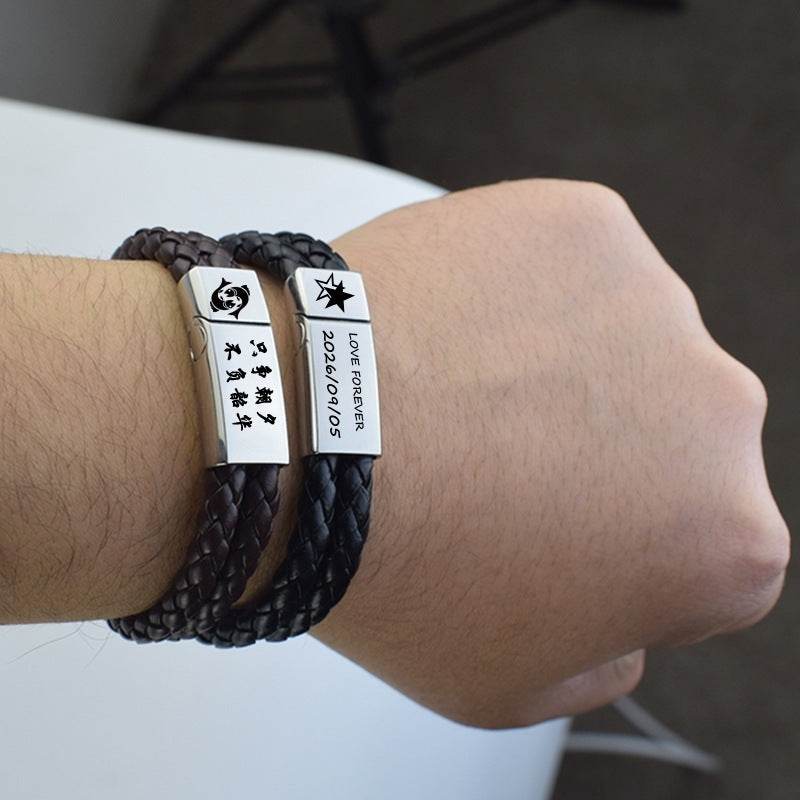Fashion Personalized Men Woven Leather Bracelet - P12 Hub Europe