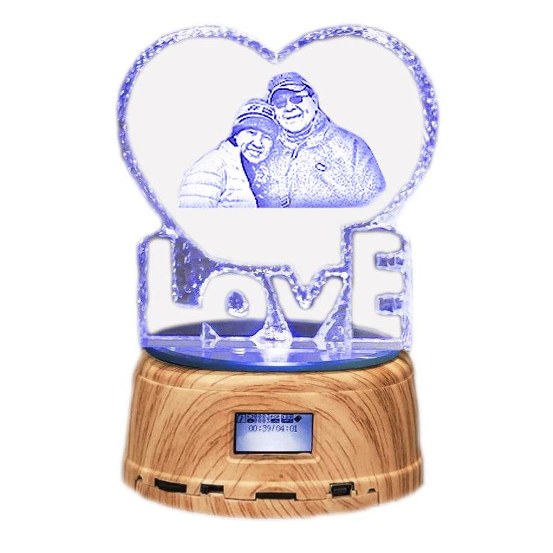 Personalized Gifts Crystal Photo Night Lamp Bluetooth Rotating Color Changing Music Player 3D Inner Carved - P12 Hub Europe