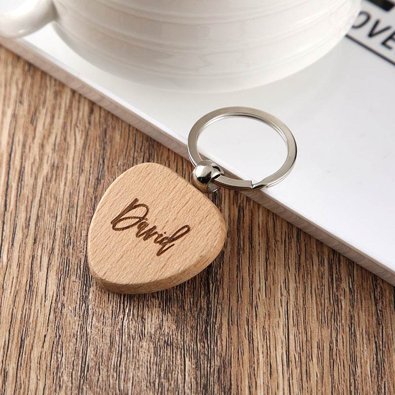 Wooden Engraved Letter Name Keychain Pendant - P12 Hub Europe