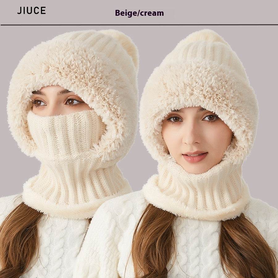 High Elastic Solid Color Knitted Hat Scarf Mask One-piece - P12 Hub Europe