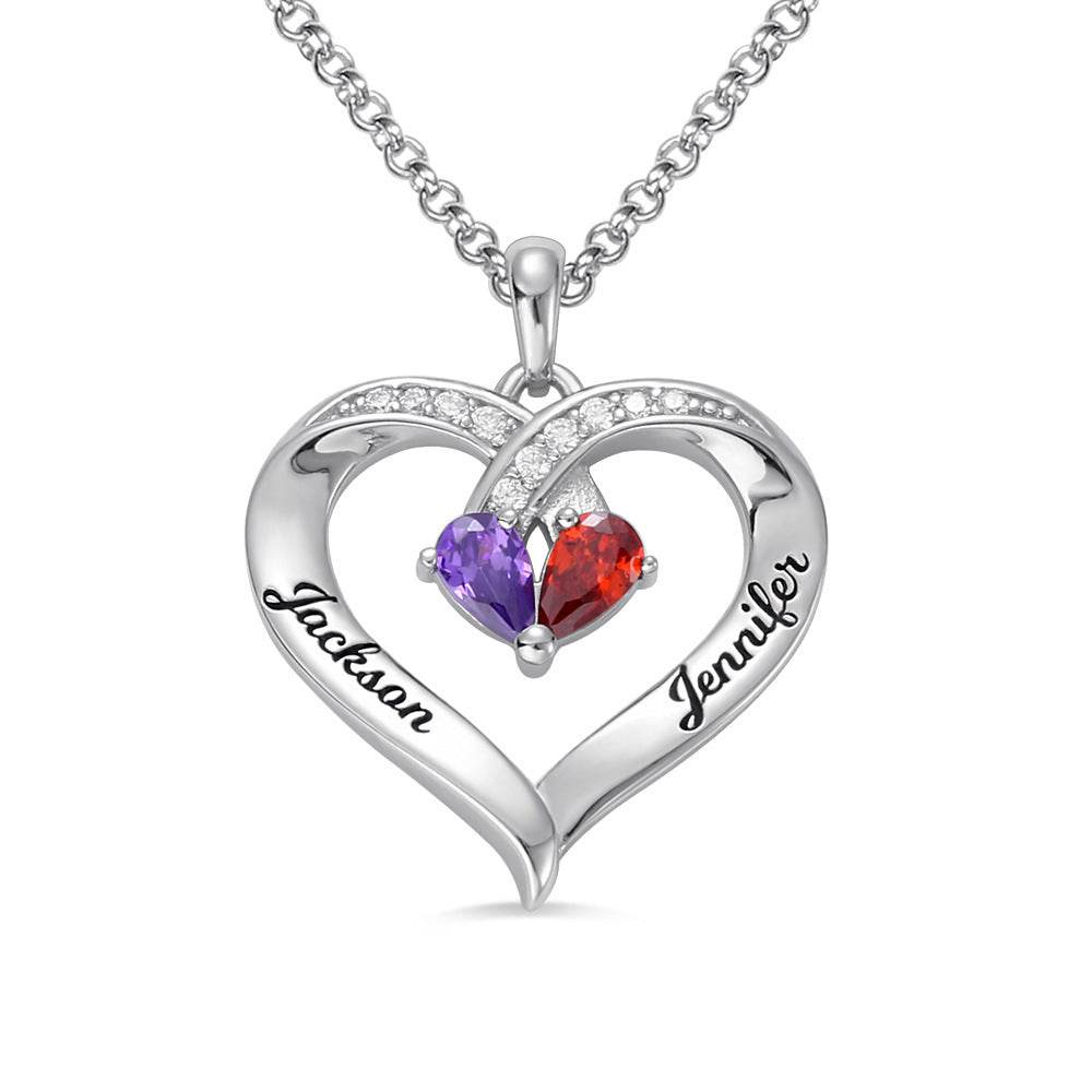 Gemstone necklace female heart-shaped couple custom lettering pendant gift - P12 Hub Europe