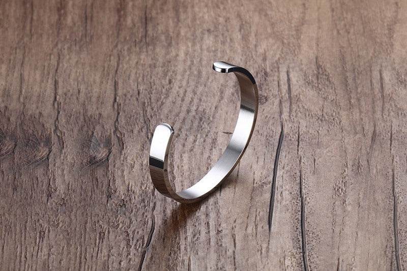 Custom Laser Engraving Smooth Stainless Steel Fine Bangle Jewelry C-shaped Bracelet - P12 Hub Europe