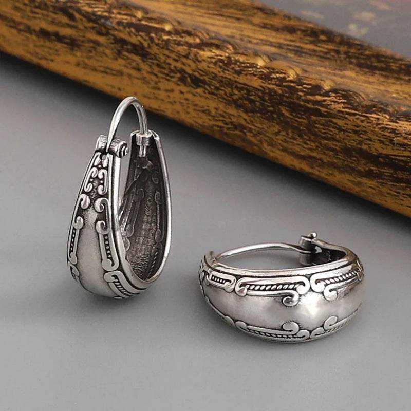 Vintage Carved Pattern Earrings Fashion Ladies' National Style Jewelry Earrings - P12 Hub Europe