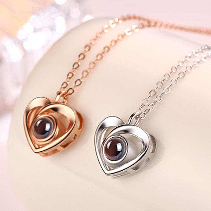S925 Silver Romantic Photo Projection Necklace Heart Shaped Pendant Necklace - P12 Hub Europe
