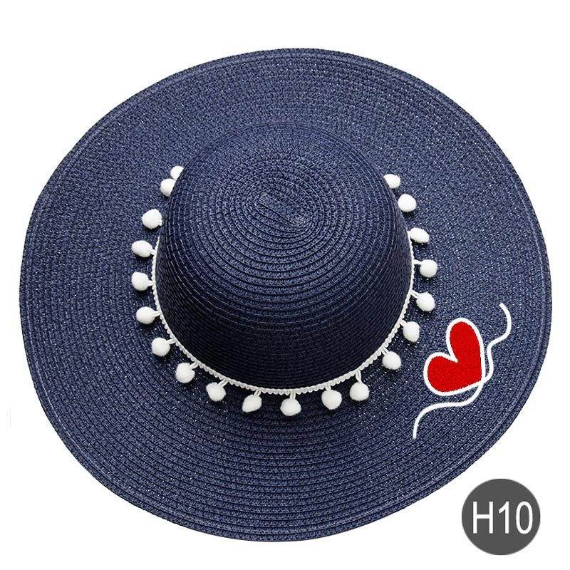 Fashion Personalized Custom Embroidery Beach Hat Your Name Text Logo Women Sun Hat Palm Straw Hat - P12 Hub Europe