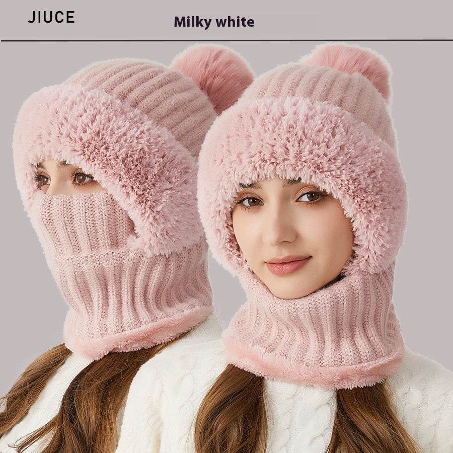High Elastic Solid Color Knitted Hat Scarf Mask One-piece - P12 Hub Europe