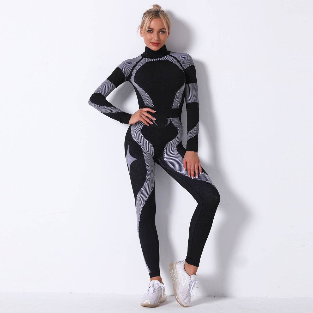 Striped Sports Yoga Long Sleeve Two-piece Suit - P12 Hub Europe