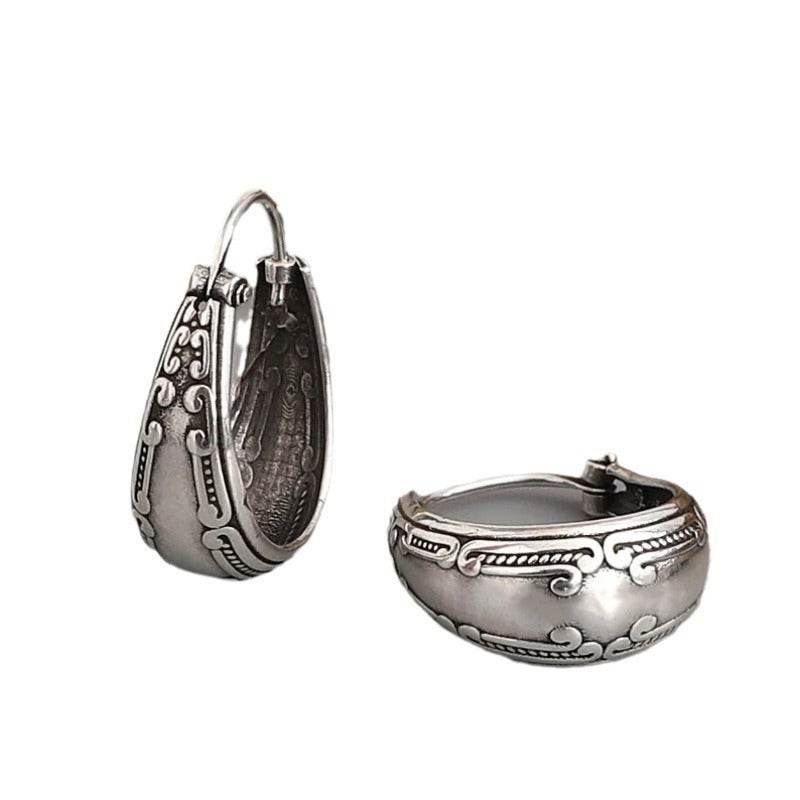 Vintage Carved Pattern Earrings Fashion Ladies' National Style Jewelry Earrings - P12 Hub Europe