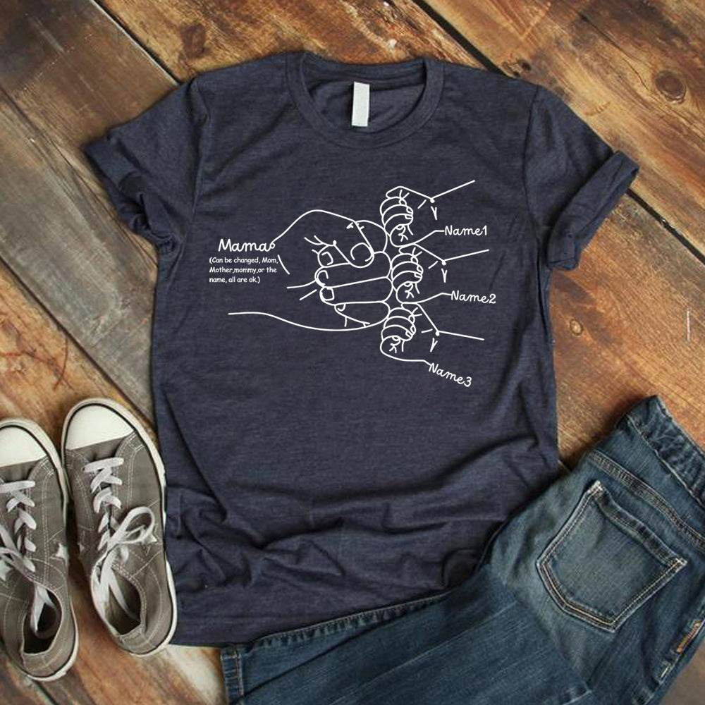 Hand Drawn Mom Kids Fist Collision Shirt Personalized T-shirt - P12 Hub Europe