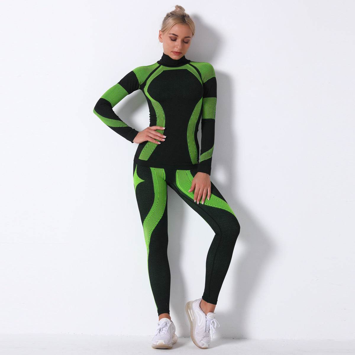 Striped Sports Yoga Long Sleeve Two-piece Suit - P12 Hub Europe