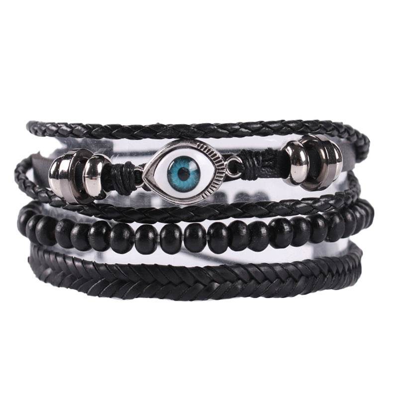 Braided leather cord brown eye bracelet - P12 Hub Europe