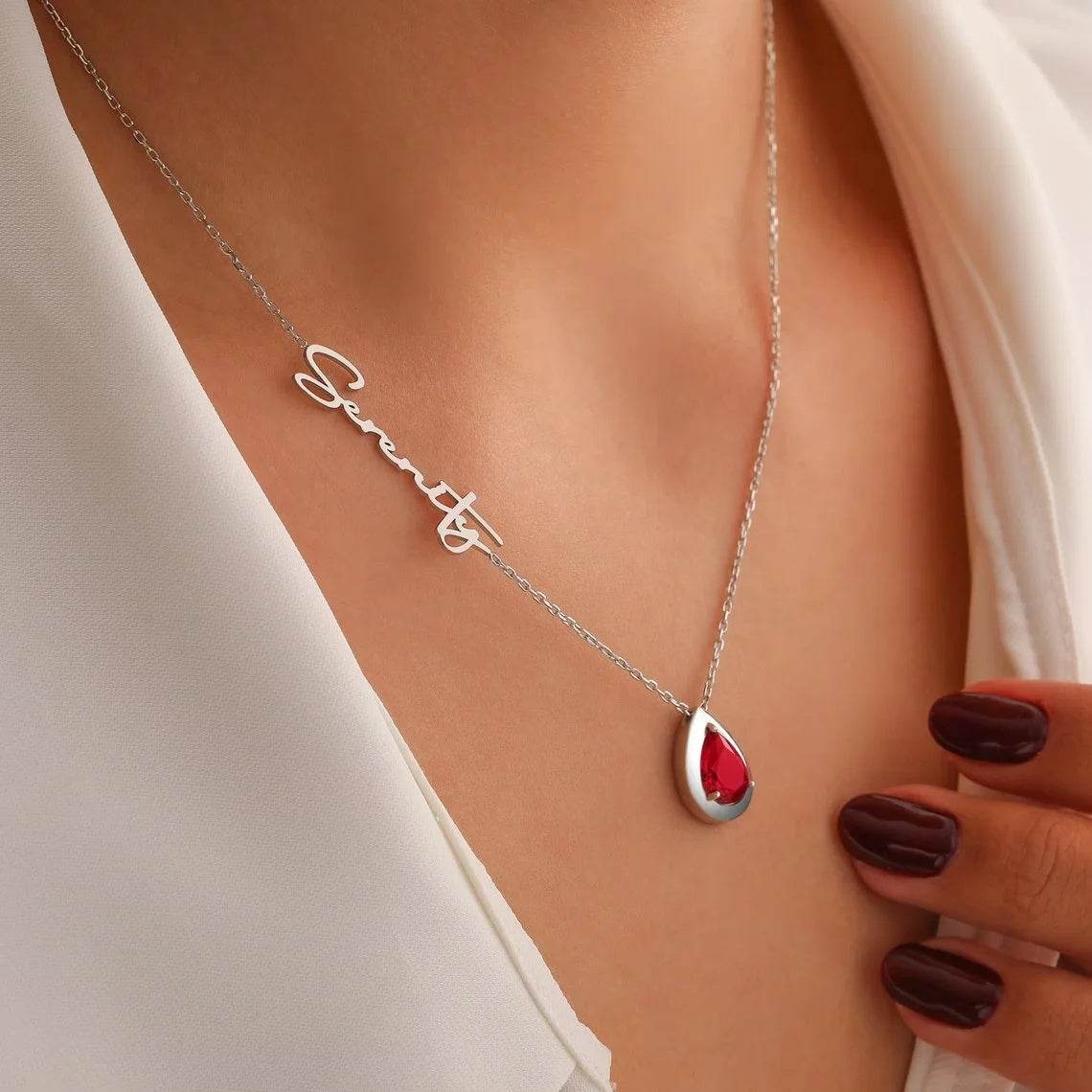 December Birthday Stone Letter Necklace - P12 Hub Europe