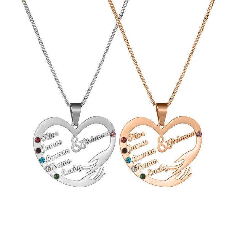 Stainless Steel English Alphabet Heart Set Zircon Pendant Personality Diy Name Necklace - P12 Hub Europe