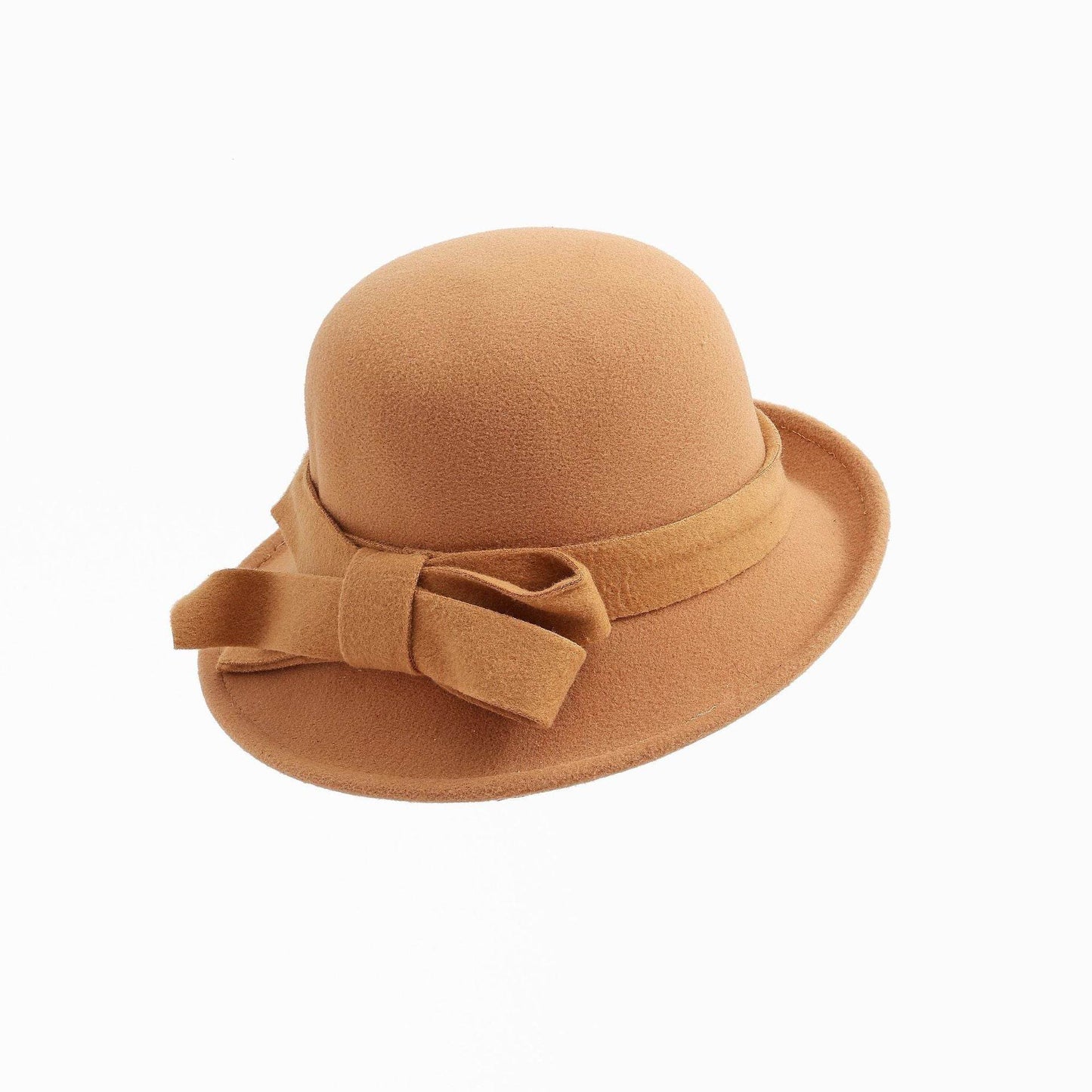 Women's French-style Elegant Retro Woolen Bowler Hat Curling Bow - P12 Hub Europe