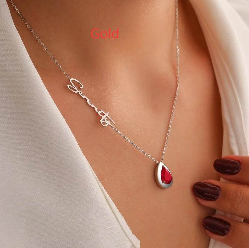 December Birthday Stone Letter Necklace - P12 Hub Europe