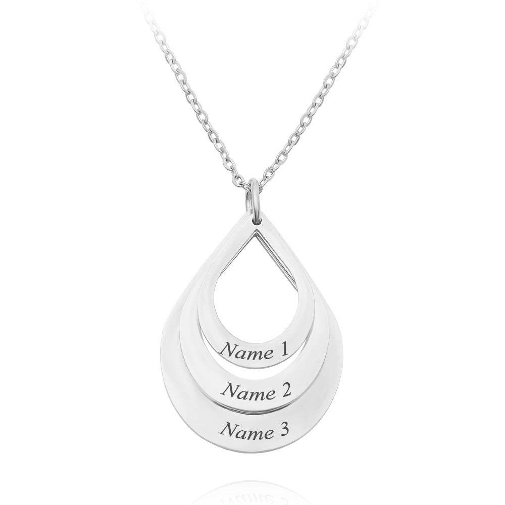 Customized 3 Water Droplet Engraving Name Stainless Steel Jewelry Pendant Necklaces For Women Personalized Gift - P12 Hub Europe