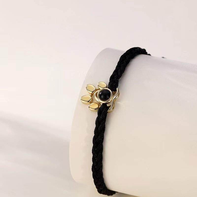 Beaded Personalized Photo Projection Bracelet Custom Photo Dog Paw Bracelet Pet Photo Necklace Cat PawPendant Commemorative Gift - P12 Hub Europe