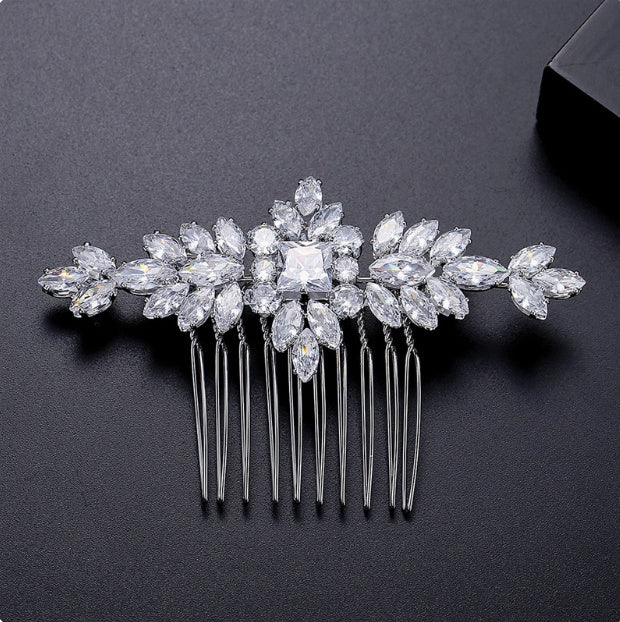 S925 Pure Silver Moissanite Fashionable New Bride Hair Comb Light Luxury Headwear