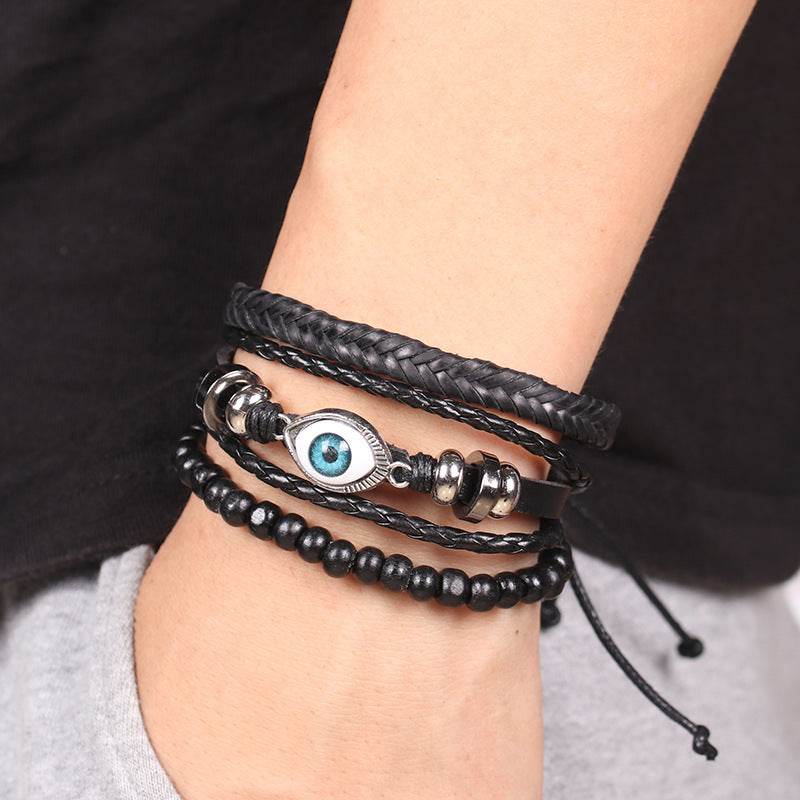 Braided leather cord brown eye bracelet - P12 Hub Europe