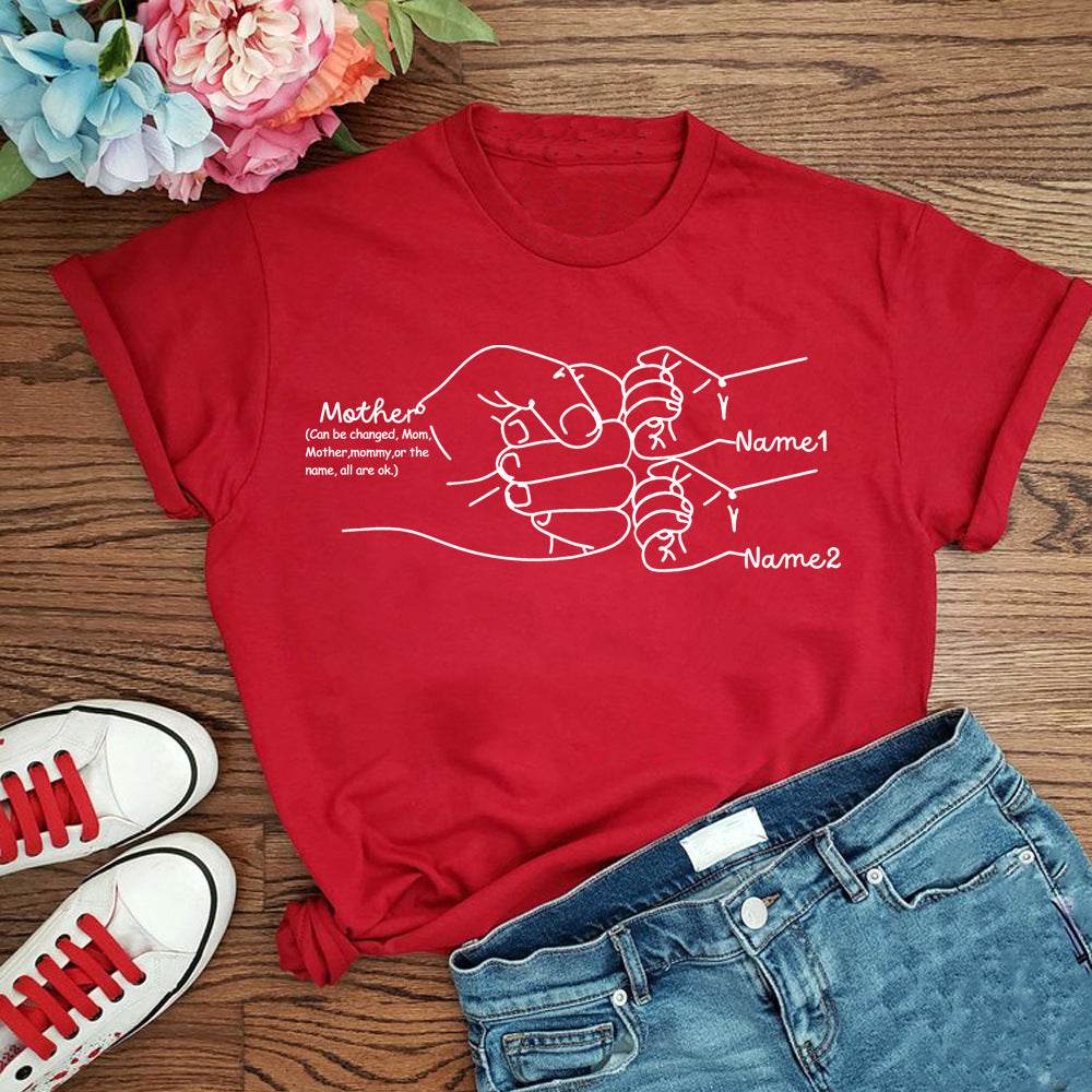 Hand Drawn Mom Kids Fist Collision Shirt Personalized T-shirt - P12 Hub Europe