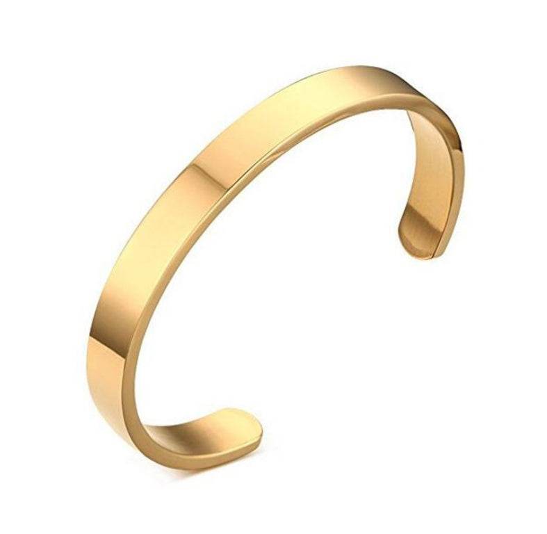 Custom Laser Engraving Smooth Stainless Steel Fine Bangle Jewelry C-shaped Bracelet - P12 Hub Europe