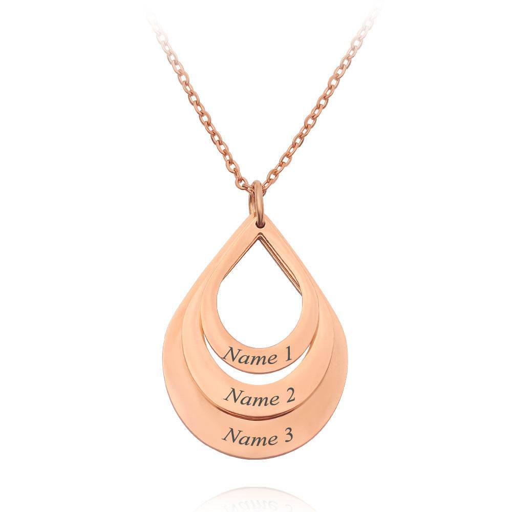 Customized 3 Water Droplet Engraving Name Stainless Steel Jewelry Pendant Necklaces For Women Personalized Gift - P12 Hub Europe