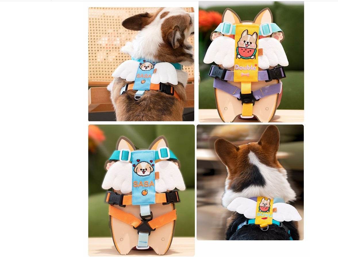 Pet Angel Wings Chest Strap Can Embroider Dog Name Avatar - P12 Hub Europe