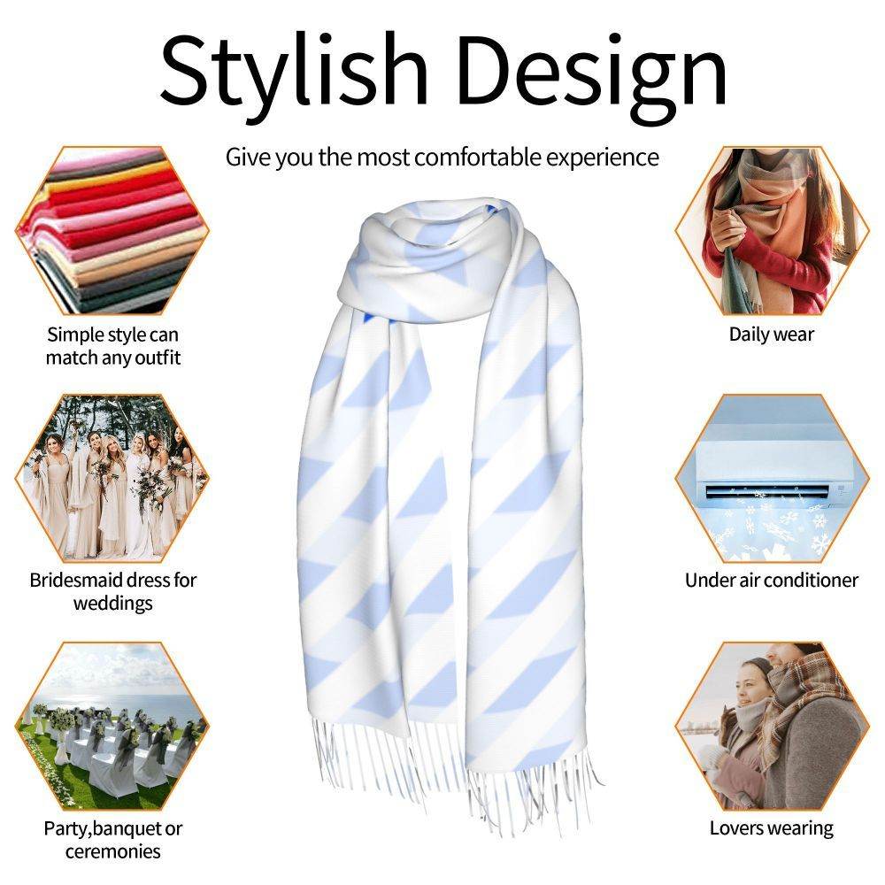 Horizontal Faux Cashmere Thermal Fringe Scarf - P12 Hub Europe
