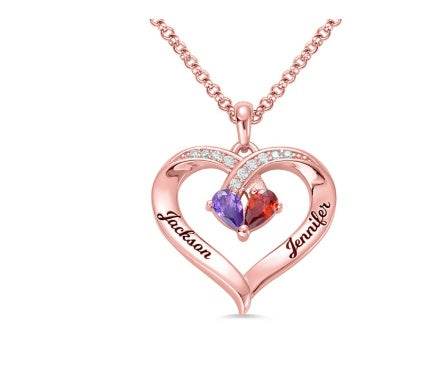 Gemstone necklace female heart-shaped couple custom lettering pendant gift - P12 Hub Europe