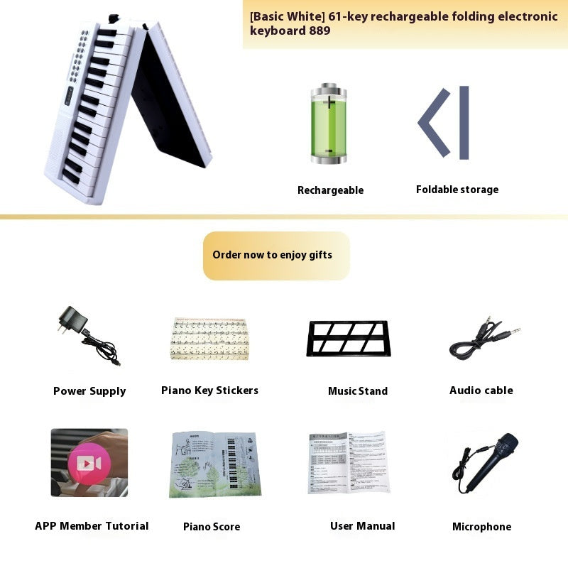 Charging Portable Smart Folding 61 Key Piano
