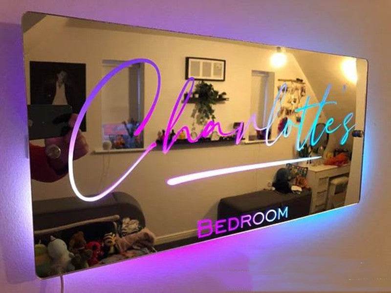 Personalized Name Mirror Light For Bedroom LED Light Up Mirror For Wall Custom Photo Christmas Valentine's Day Wedding Gifts - P12 Hub Europe