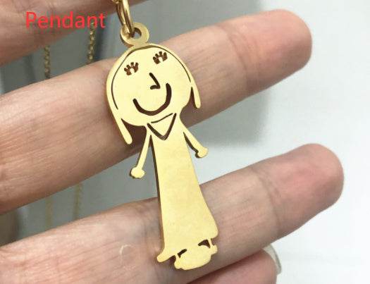 Custom Kids Drawing Painting Necklace Stainless Stee Personalized Children Artwork Pendant For Kids Mom Family Jewelry Gifts - P12 Hub Europe