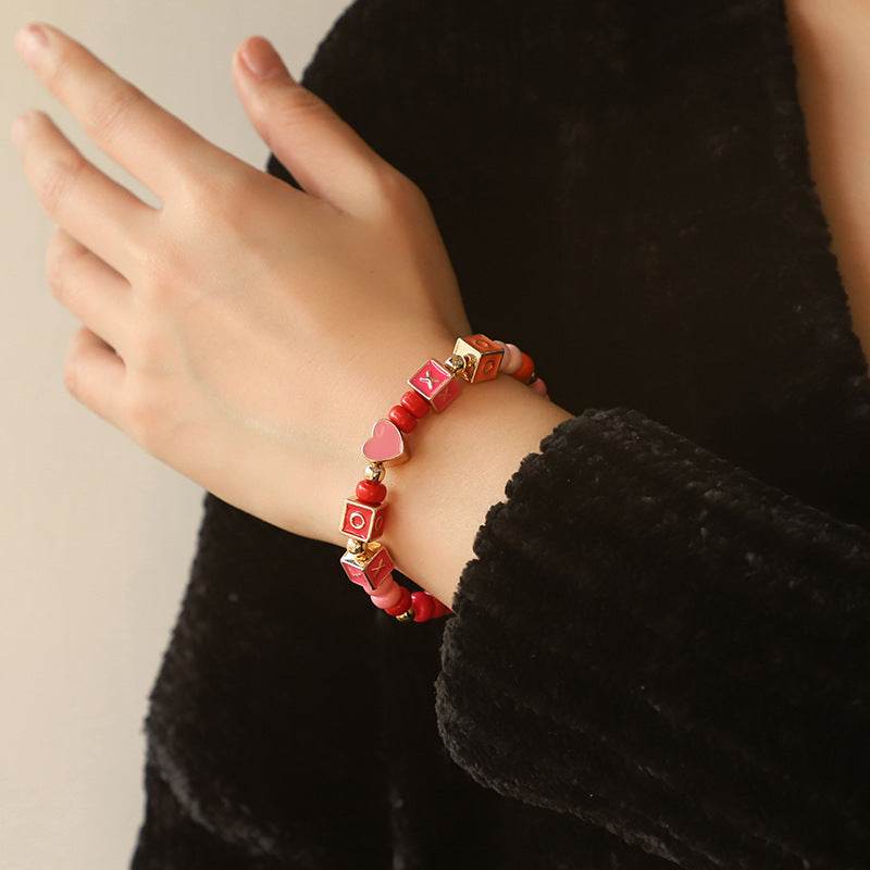 Colorful Beaded Necklace Original Design Square English Combination Bracelet Suit - P12 Hub Europe