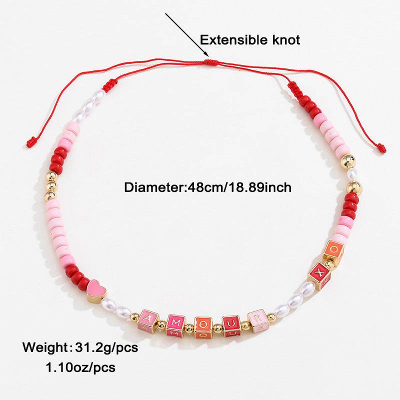 Colorful Beaded Necklace Original Design Square English Combination Bracelet Suit - P12 Hub Europe