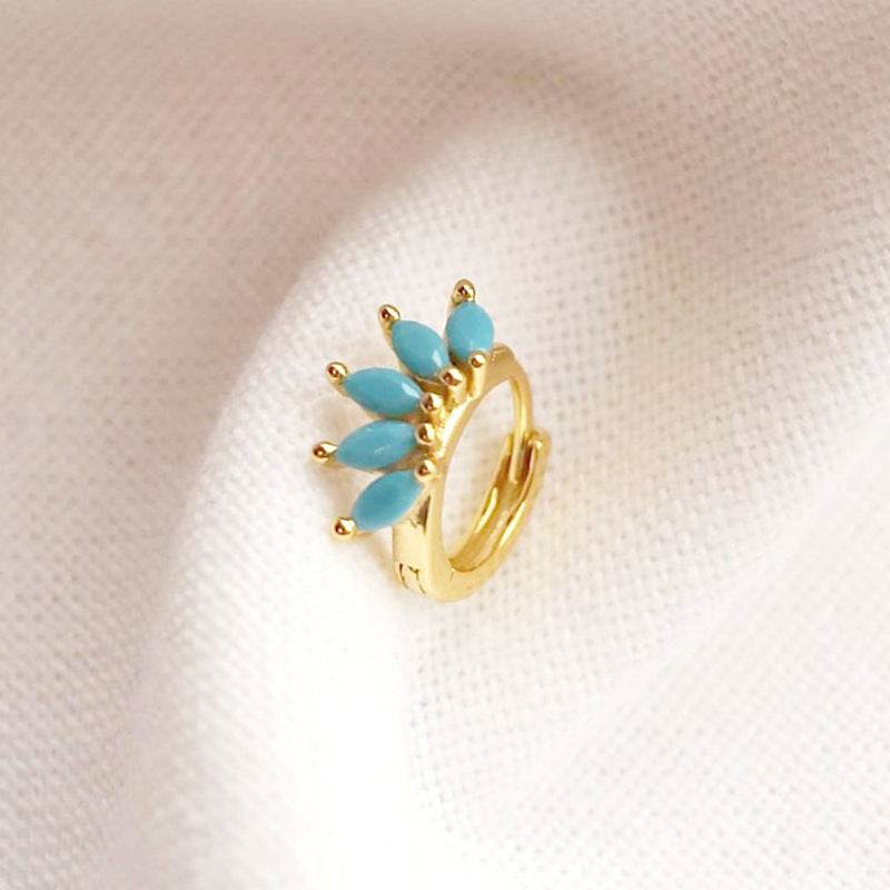 Ins Style Color Zircon All-match Earrings Symmetrical Horse Eye Stone - P12 Hub Europe