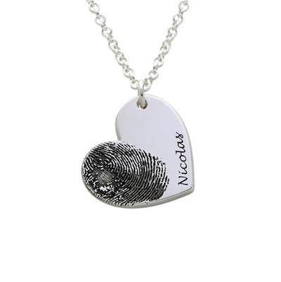 Personalized Fingerprint Necklace Custom Heart Necklace Name Necklace Memorial Gift Christmas Gift Valentines Day Gift - P12 Hub Europe