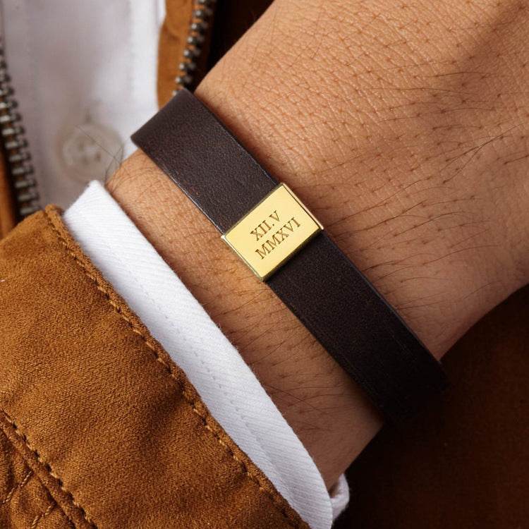 Men's Simple Black Cowhide Stainless Steel Bracelet - P12 Hub Europe