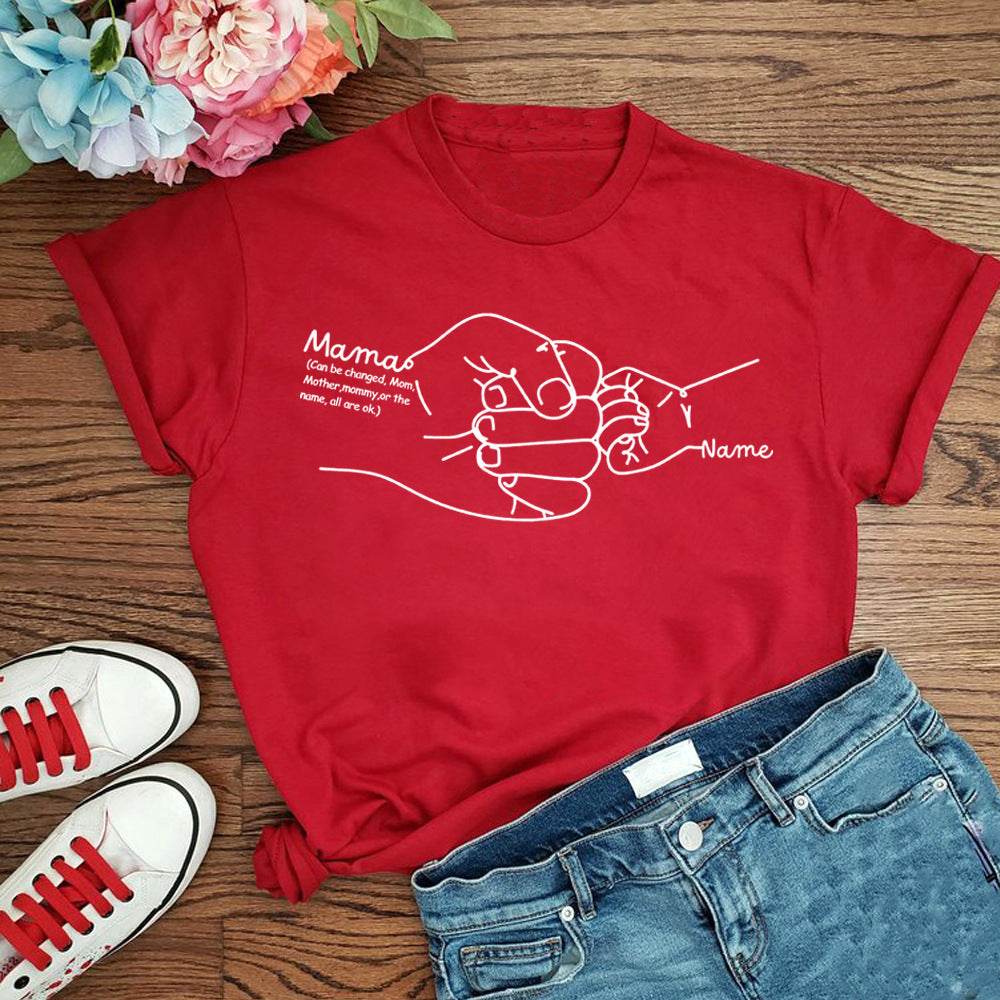 Hand Drawn Mom Kids Fist Collision Shirt Personalized T-shirt - P12 Hub Europe