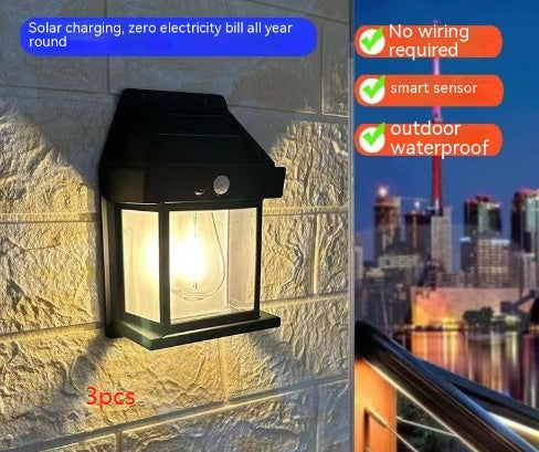Outdoor Solar Waterproof Tungsten Induction Garden Wall Lamp