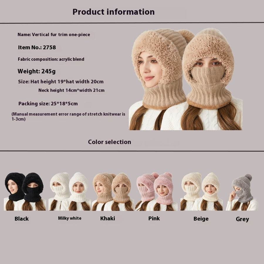 High Elastic Solid Color Knitted Hat Scarf Mask One-piece - P12 Hub Europe