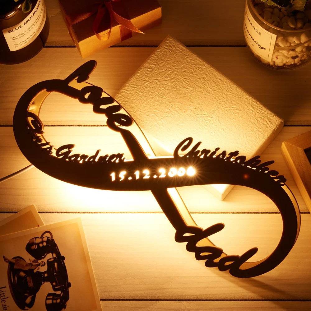 Wooden Lamp Lovers Infinite Name Table Lamp - P12 Hub Europe