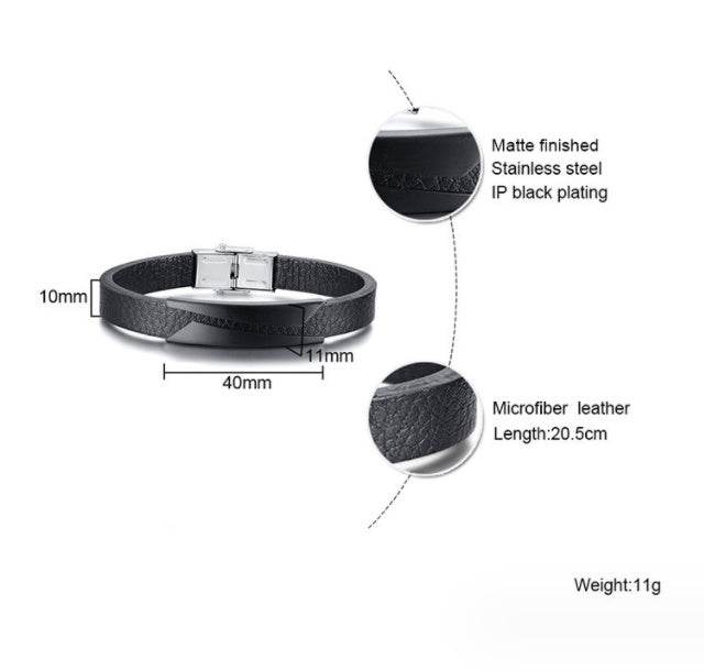 Stainless Steel Microfiber Leather Bracelet - P12 Hub Europe